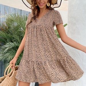 Ruffle Hem Leopard Dress